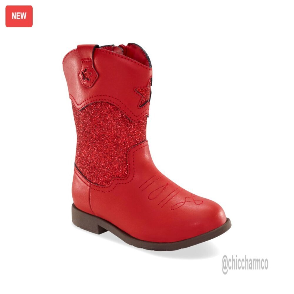 Glittery Western Boots with Memory Foam Cushioning for Kids